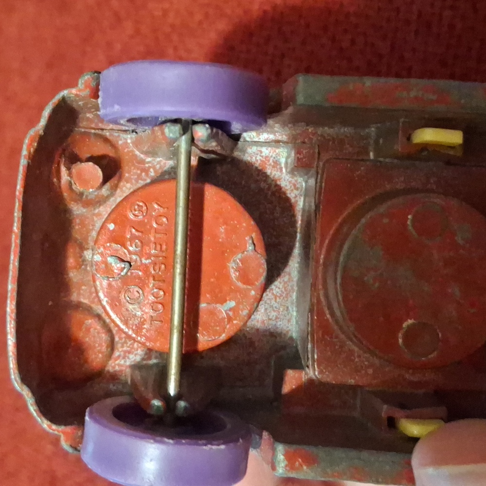 Tootsie Toy Red and Yellow Classic Toy Utility Vehicle Happy Face Collectible - Picture 3 of 10